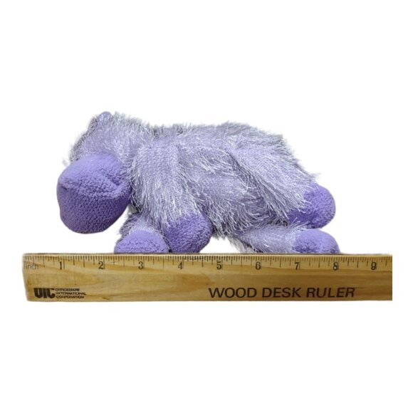 Vintage 2003 Ty Pluffies Plush Purple Hippo With Shaggy Fur 8" Stuffed Animal - Picture 4 of 8